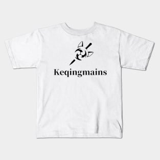 Keqing mains fan art for who mains Keqing with electro cat sword icon in black gift Kids T-Shirt